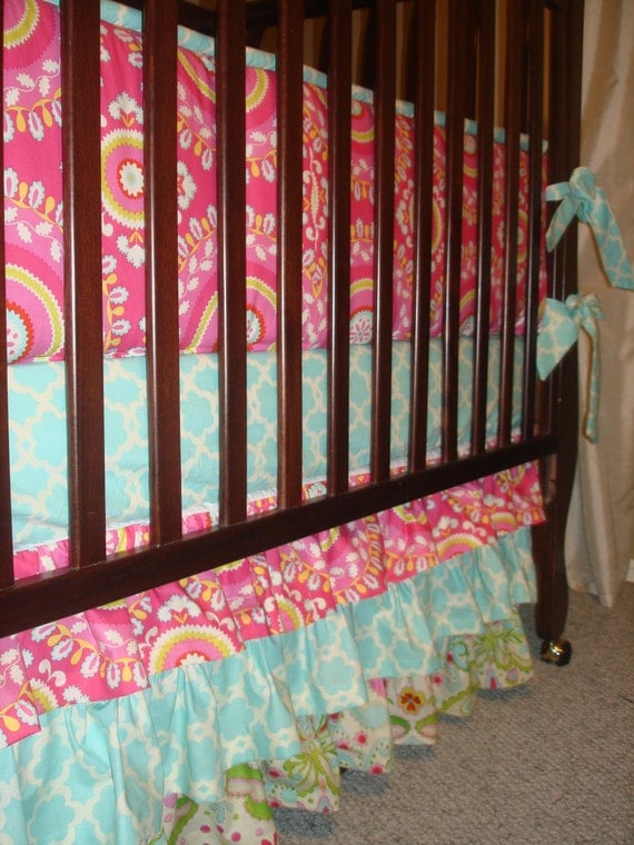 Custom Crib Bedding You Design-bumper and bedskirt-kumari garden