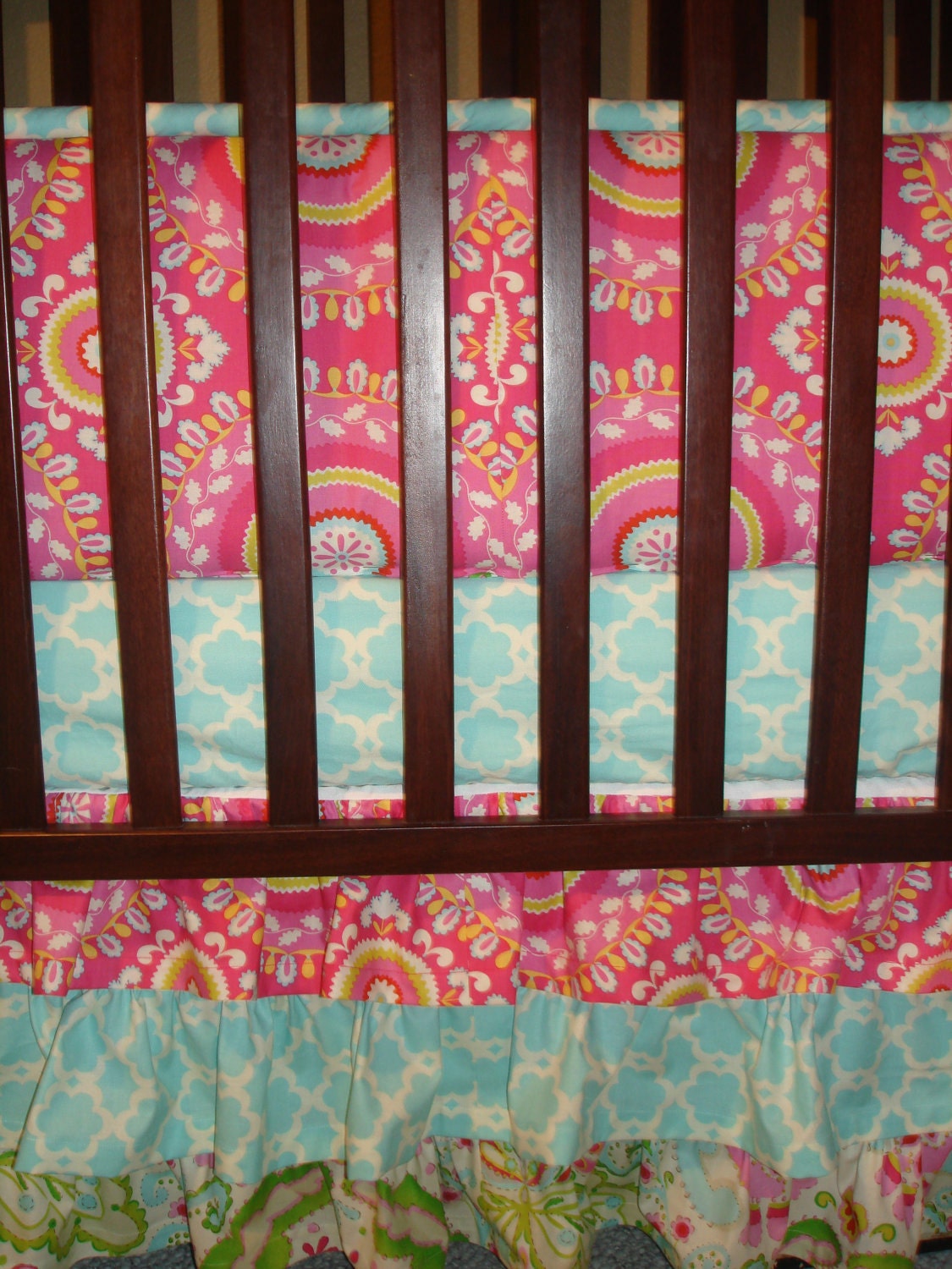 Custom Crib Bedding You Design-bumper and bedskirt-kumari garden