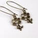 honeycomb honey bee kidney Earrings, Antiqued brass delicate dangle, by balance9