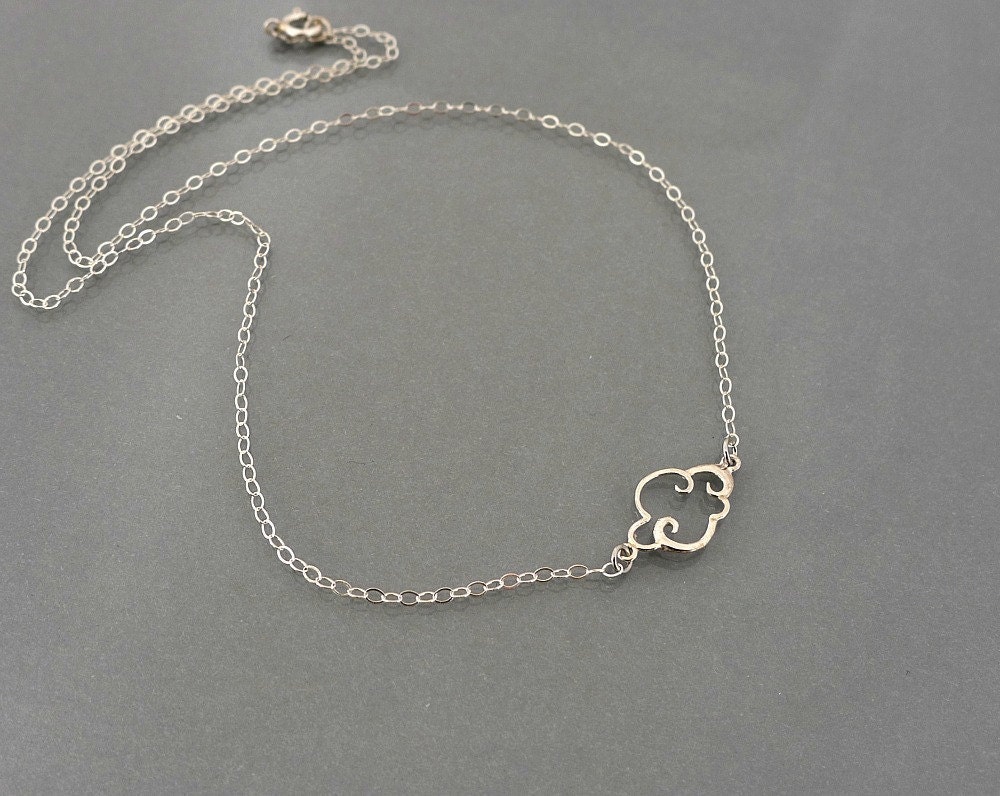 Cloud necklace, sterling silver small dainty charm pendant, everyday jewelry, by balance9