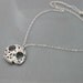 Silver Skull Necklace, flower skull charm pendant, sterling silver chain jewelry, halloween, day of the dead, by balance9