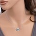 Aqua blue necklace, framed glass crystal bezel pendant, sterling silver chain, delicate everyday jewelry, by balance9