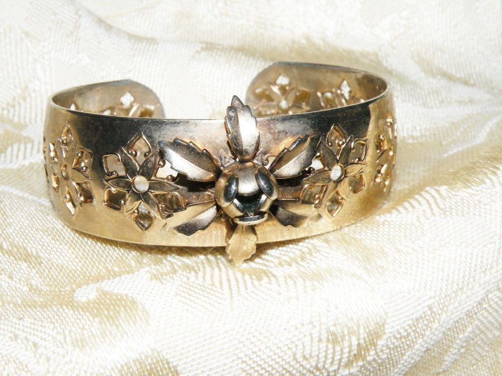 Vintage Silver Toned Filigree Cuff Style Bracelet Reuse Upcycle Destash Assemblage Craft