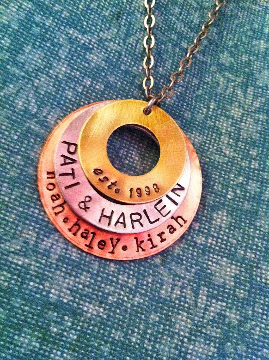 NEW-ESTABLISHED Family...Mixed Metal Hand Stamped Necklace