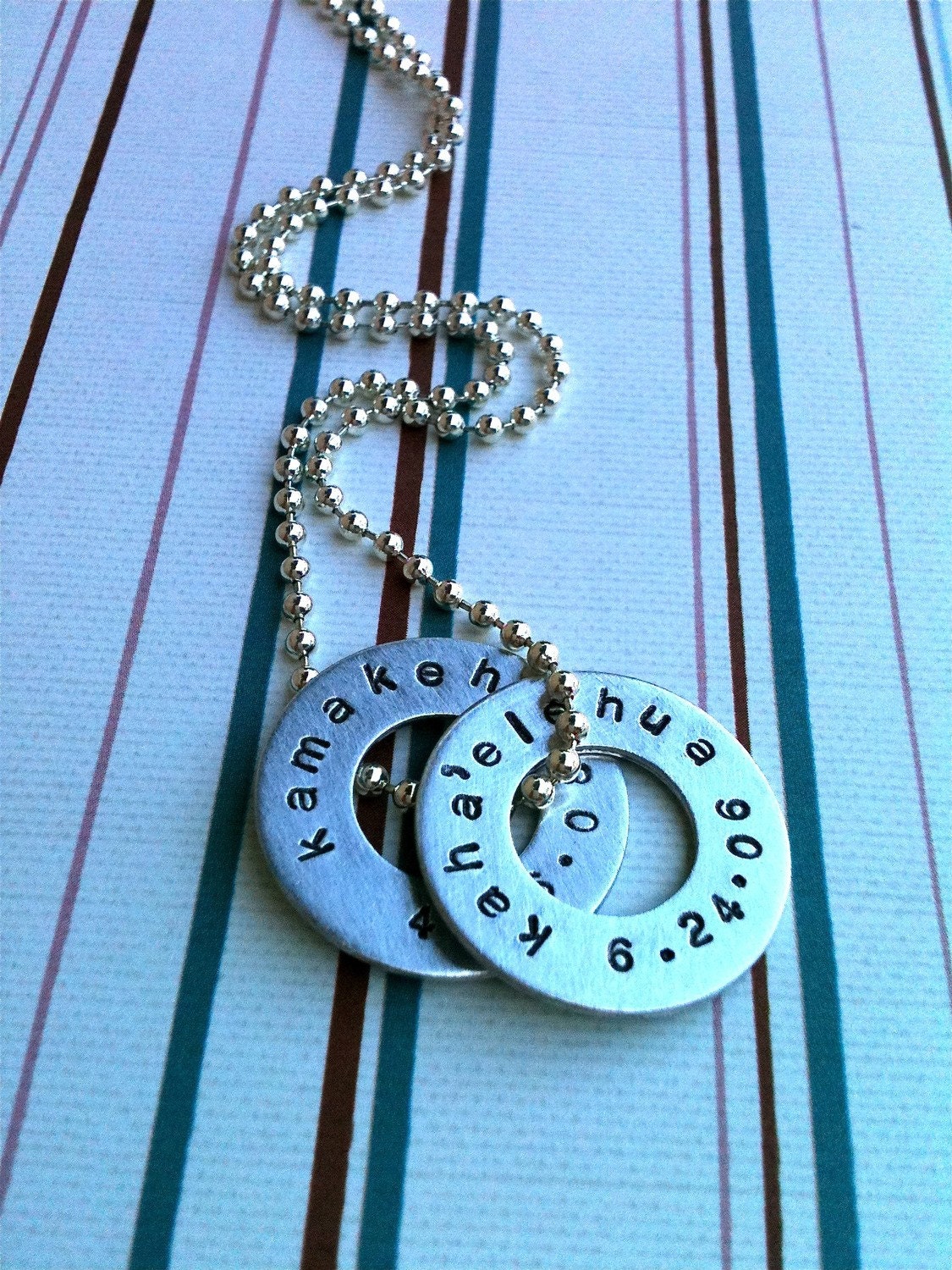 Double Love- great for MEN or WOMEN..... Personalized Hand Stamped Washer Necklace