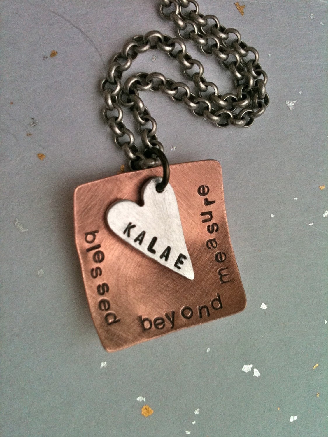 Custom Listing For Amy..Blessed Beyond Measure...Hand Stamped Personalized Necklace