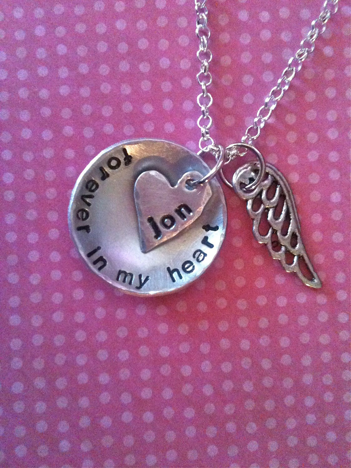 NEW-Forever In My Heart...Hand Stamped Necklace by Dark Chocolate & Tulips