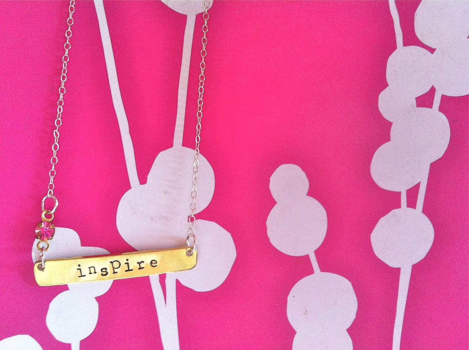 NEW-dainty-ish..Hand Stamped Mixed Metal Bar Necklace
