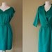 Vintage Dress 50s Cocktail Dress Emerald Green Dress with Jacket L XL