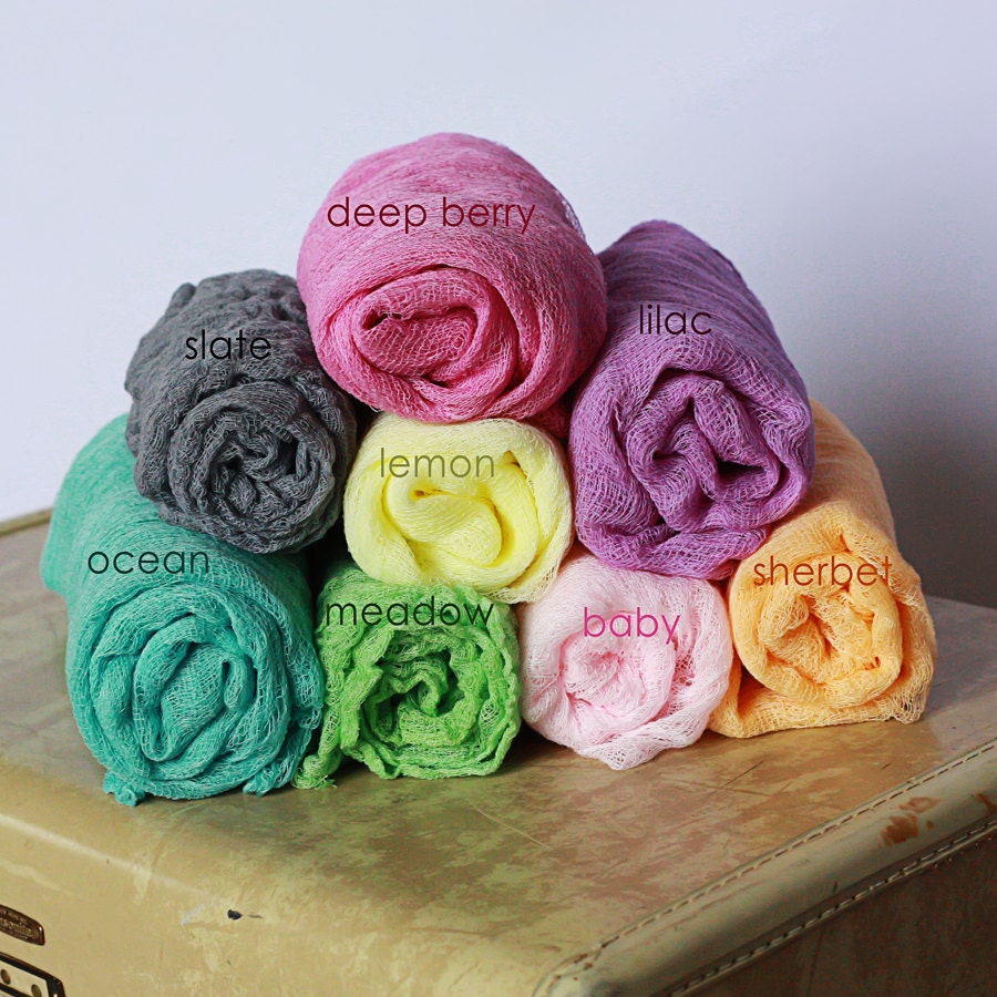 You CHOOSE the COLOR hand dyed Cheesecloth wraps for newborn portraits great for swaddling, Custom Color you pick