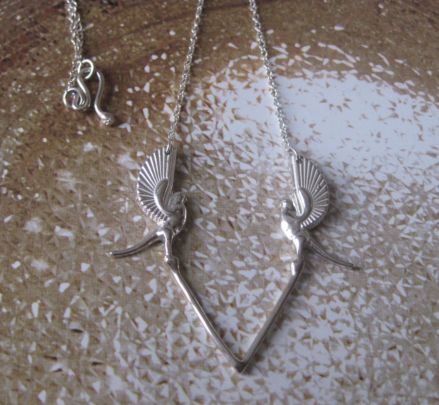 Sterling Silver Necklace with Two Birds