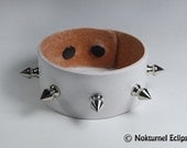 White Spiked Leather Wristband Bracelet Cuff with 1/2 Inch Spikes  - Rock Cyber Metal Rave Punk Biker Gothic Industrial Fetish Leather Wear
