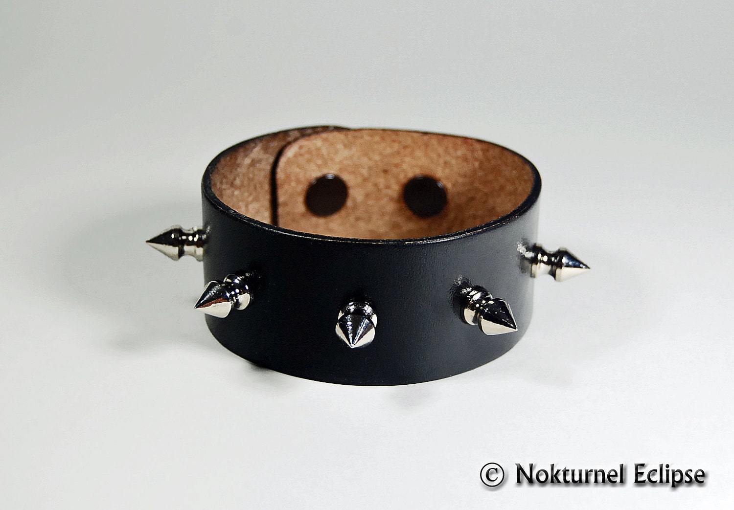 Black Spiked Leather Wristband Bracelet Cuff with 1/2 Inch Spikes  - Rock Cyber Metal Rave Punk Biker Gothic Industrial Fetish Leather Wear