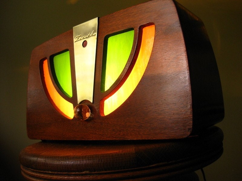 Upcycled Antique Zenith Radio Stained Glass Lamp