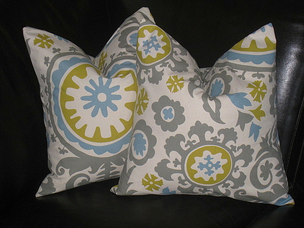 Accent Pillows Decorative Home Decor Pillow Covers gray 18 inch gray, citrine, natural SUZANI 18"