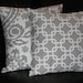 Decorative Pillows grey Throw Pillow Covers Two SETS suzani, chain link 18x18 inch gray 18" storm grey on white