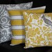 Pillows Decorative Pillows TRIO suzani, lulu stripe, barber bird 18x18 inch Throw Pillow Covers gray 18" storm grey, corn yellow, white