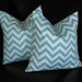 CHEVRON pillows 20 inch Zig Zag Decorative Throw Pillows Turquoise and White zigzag Set of Two 20"