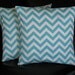 CHEVRON pillows 20 inch Zig Zag Decorative Throw Pillows Turquoise and White zigzag Set of Two 20"