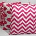 Hot PINK Pillows Decorative Pillows TRIO chevron, damask, ikat set of THREE 18x18 inch Throw Pillow Covers 18" pink, white Zig Zag