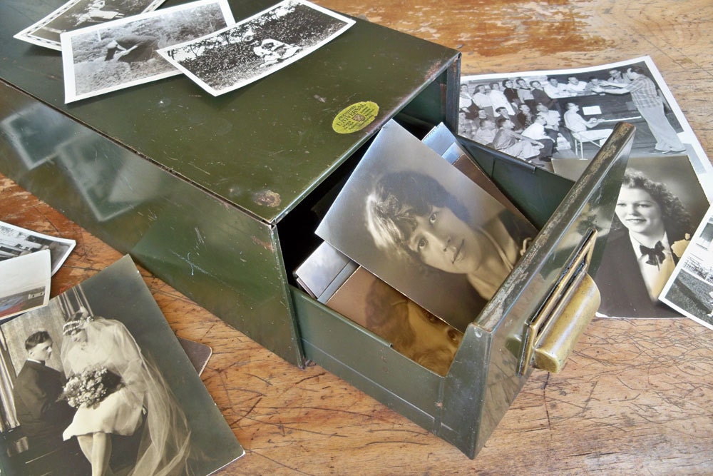 Industrial Card File Cabinet - Dark Green With Brass Pull "Beautiful Shabby Chic Charm"