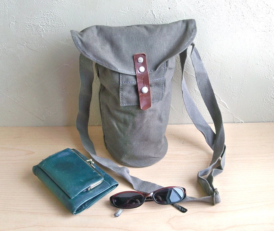 1942 Swedish Army Canvas and Leather Shoulder Bag -  Makes a Great Purse-Shoulder Bag