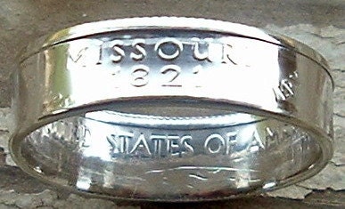 2003 Silver Missouri State Quarter Coin Ring in a size 8  (90 Percent Silver)