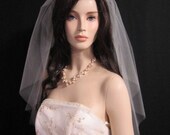 Single tier waist length bridal veil, wedding veil, 30 inches long - white, diamond white, or ivory