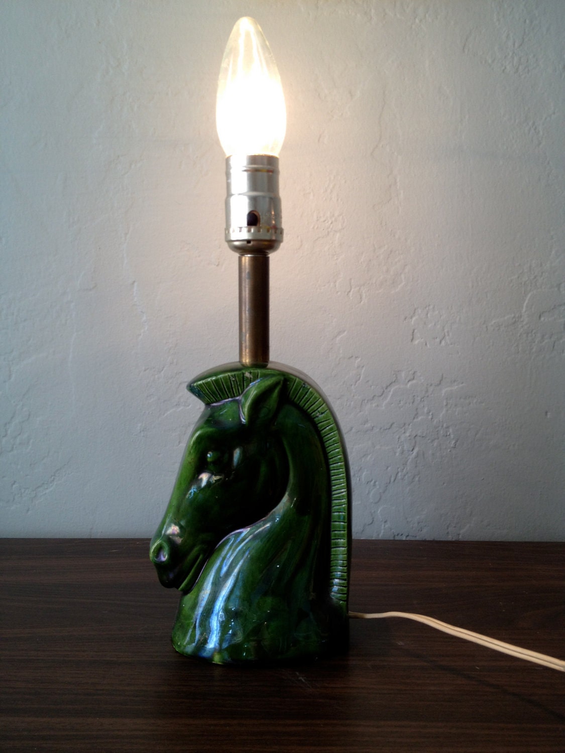 Art Deco Green Horse Head Lamp by SergeantSailor on Etsy