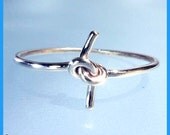 Promise knot ring, 925 sold sterling silver ring jewelry, size 6, Gift for girlfriend, friendship 090612
