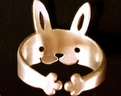Cute rabbit ring - Bronze Adjustable jewelry, Bunny legs wrap around your finger (Matte or Shine) 102512