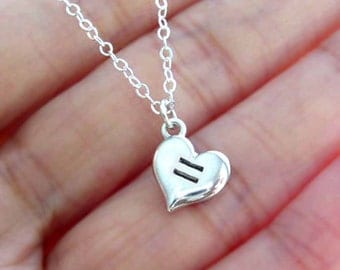 Same-sex Marriage support necklace - Equal Love Heart necklace. 925 Sterling silver necklace, Pride Lesbian  and Gay jewelry.