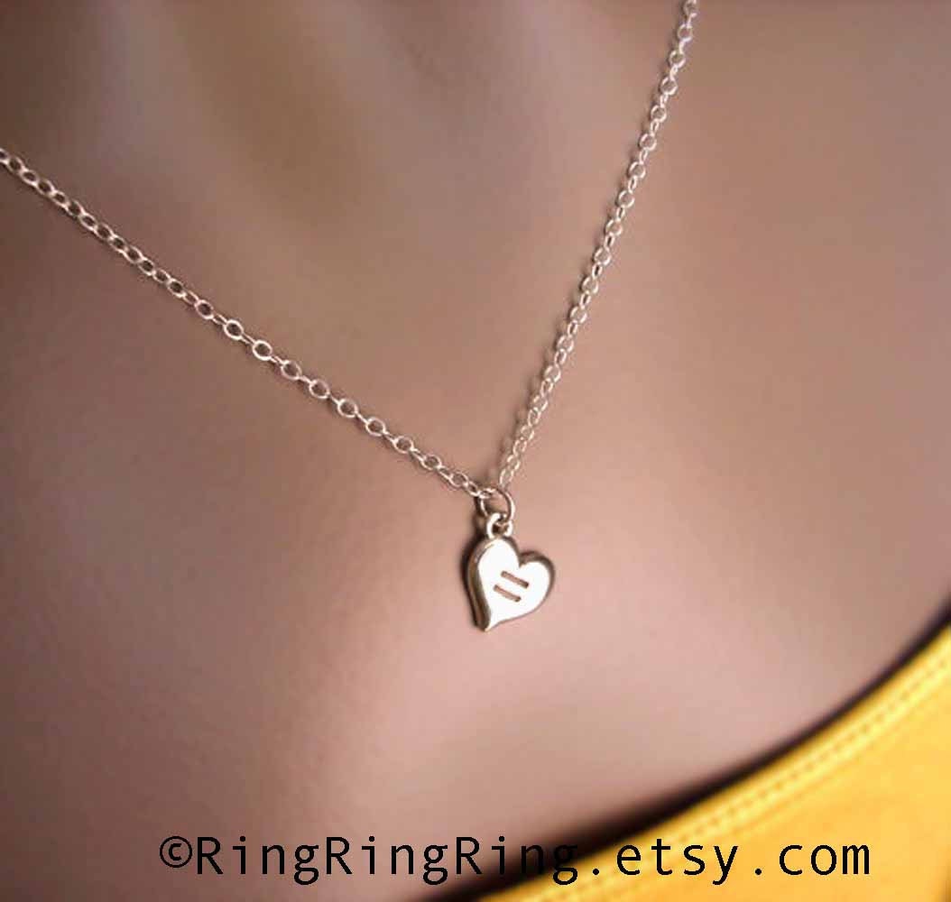 Same-sex Marriage support necklace - Equal Love Heart necklace. 925 Sterling silver necklace, Pride Lesbian and Gay jewelry.