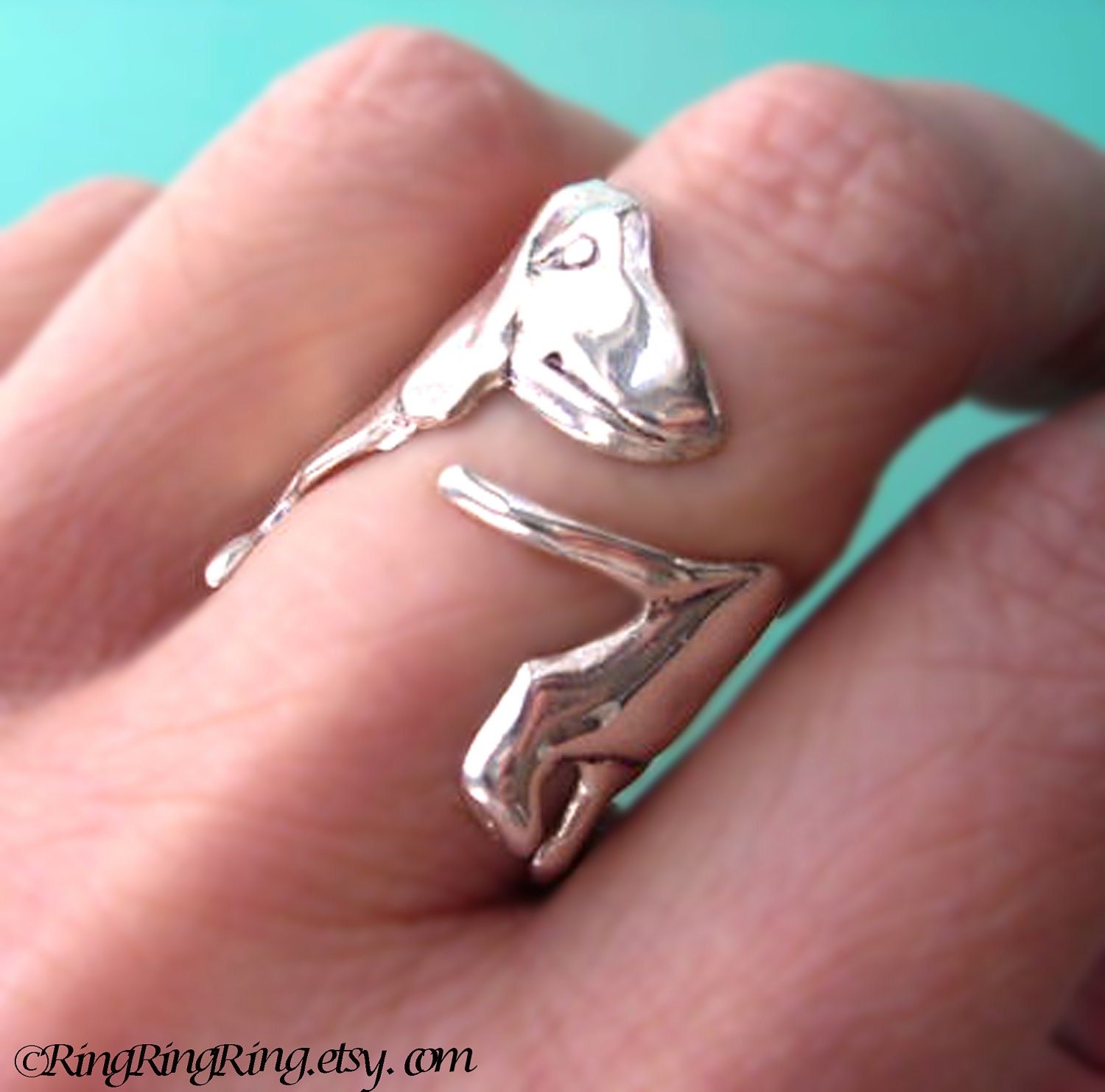 925. Basset hound dog - Sterling Silver ring jewelry Adjustable 012013