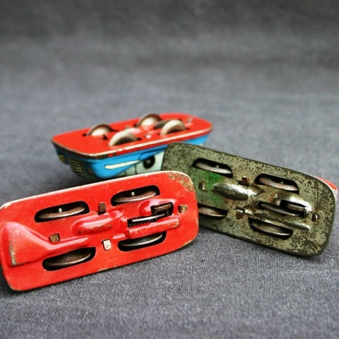 Traffic jam. Collectibles vintage tin cars.