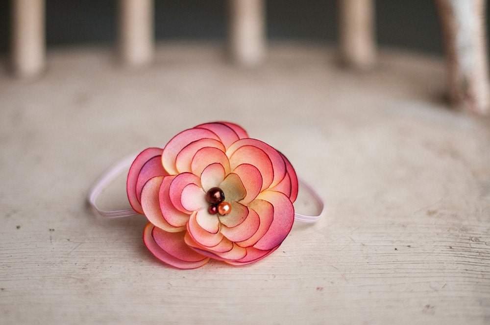 Pink Sunset Flower Headband