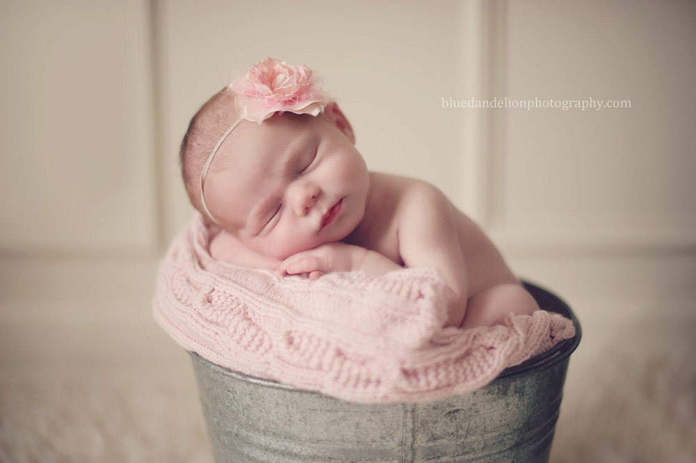Deluxe LIght Pink Flower Headband. Last one, Newborn size