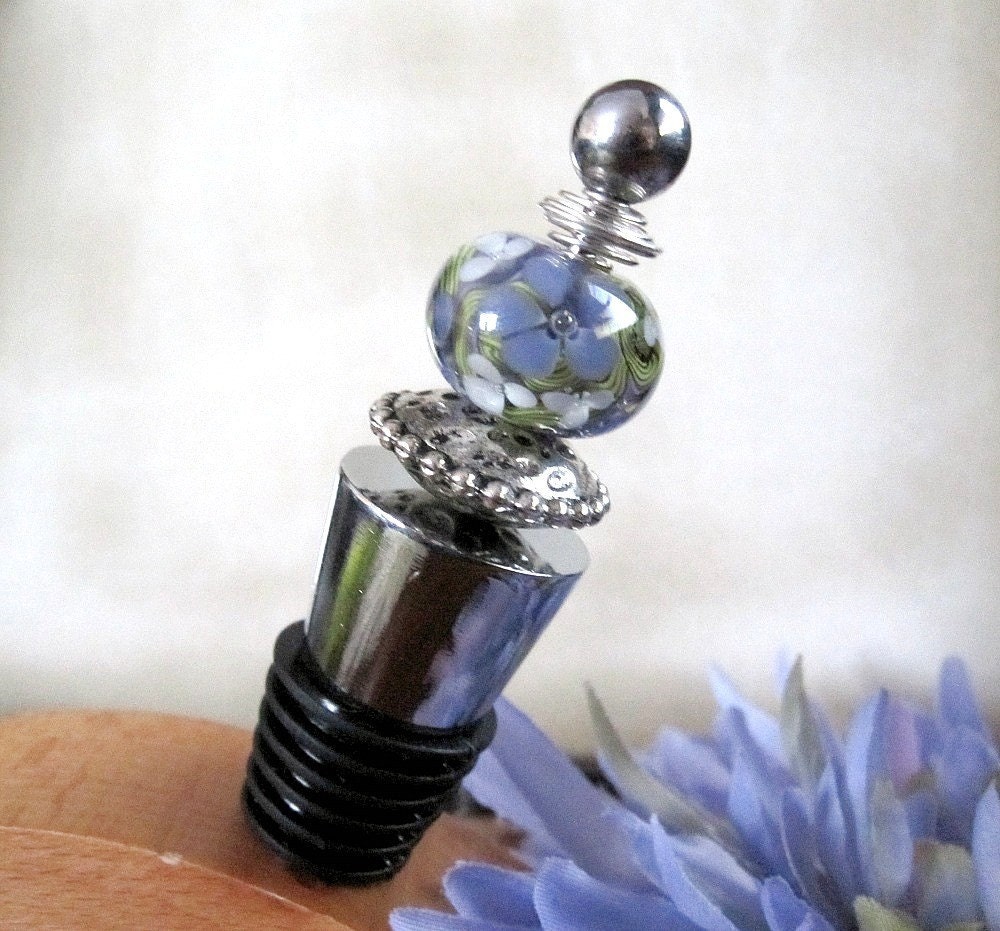 Floral Beaded Wine Stopper by statementsinsterling