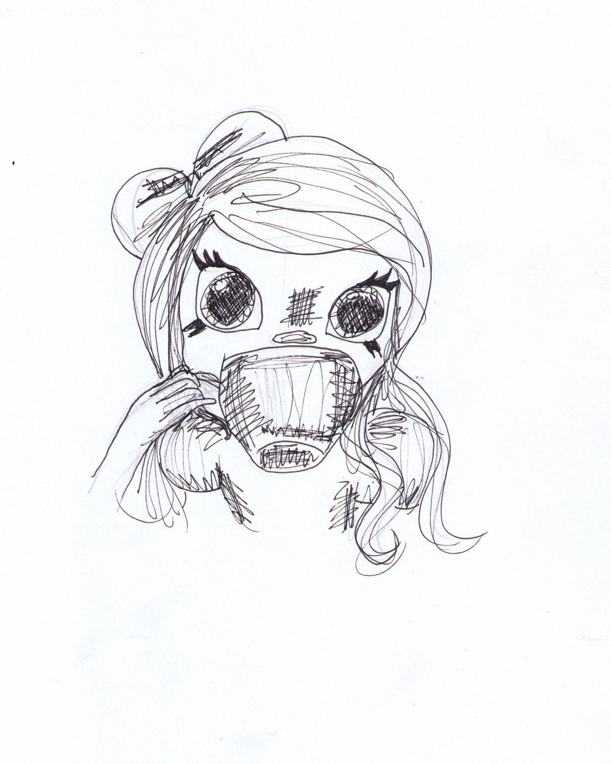 Coffee House Cutie 8x10 black and white ink sketch print 8x10
