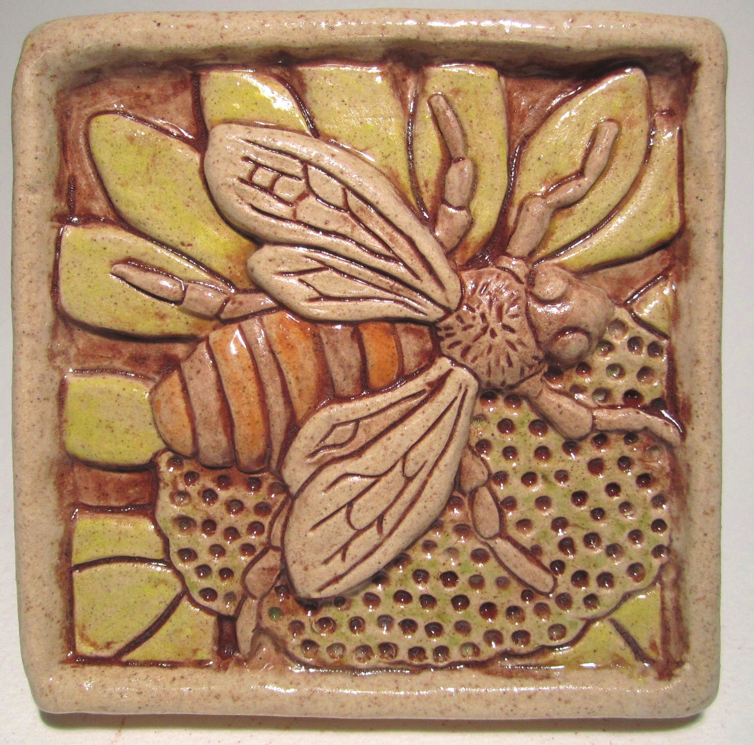 Honey Bee Ceramic Art Tile  Multi