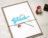 good luck card - hand printed