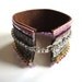 Rhinestone cuff bracelet in pink blue and green - velvet and ribbons with a sparkling vintage rhinestone bracelet upon a leather cuff