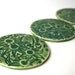 Green Coasters with Australian Flannel Flower Design - Set of 4