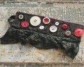 Maroon cuff with brown lace and vintage buttons