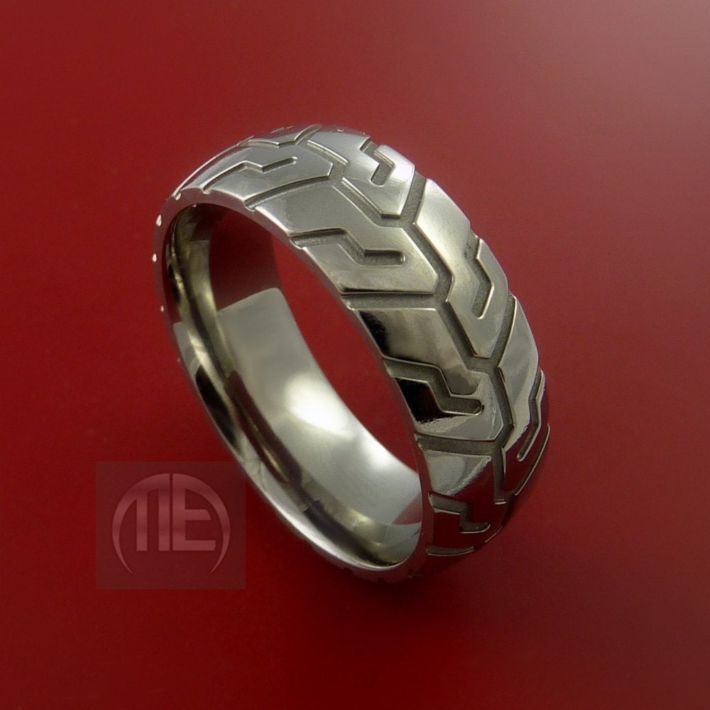 Titanium Carved Design Ring Bold Unique Band Custom Made to Any Sizing 4-22