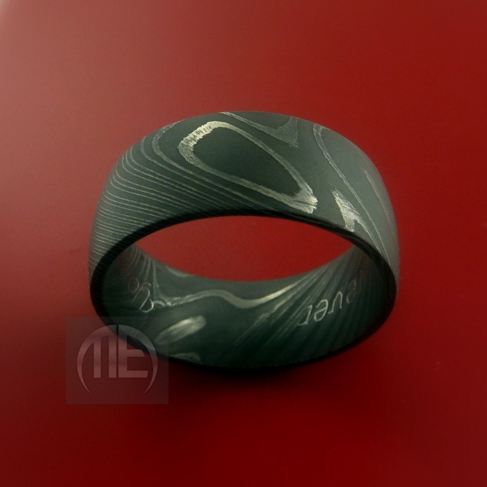Damascus Steel Ring Wide Wedding Band Genuine Craftsmanship Any Size 3-22