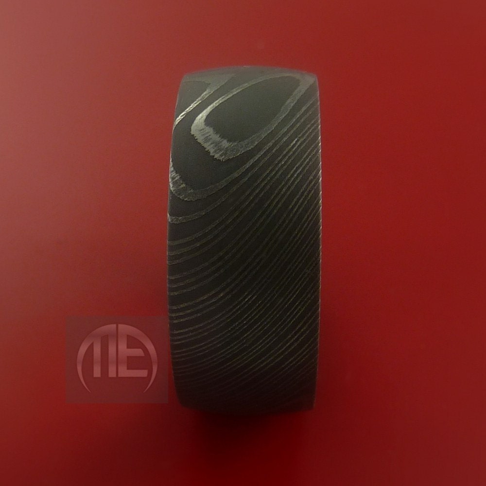 Damascus Steel Ring Wide Wedding Band Genuine Craftsmanship Any Size 3-22