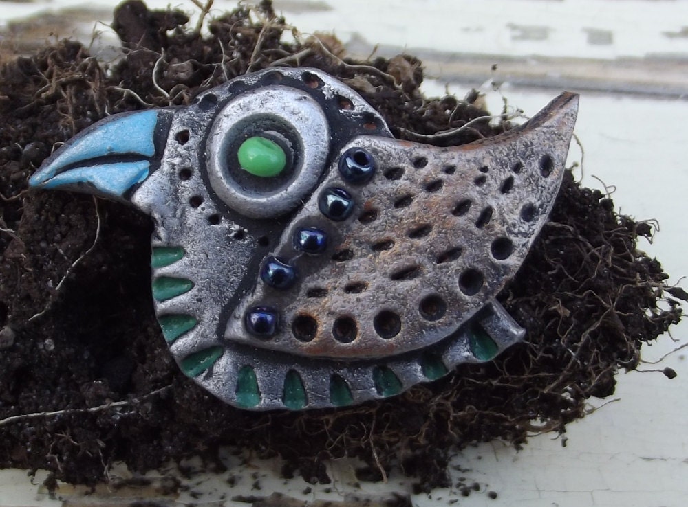 Bird  brooch - jewelry - Polymer Clay Art Brooch - Original Wearable Art - OOAK - spring fashion