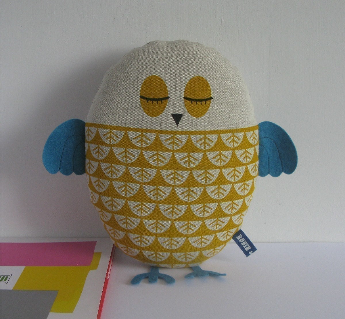 Hand Screen Printed Owl in Yellow