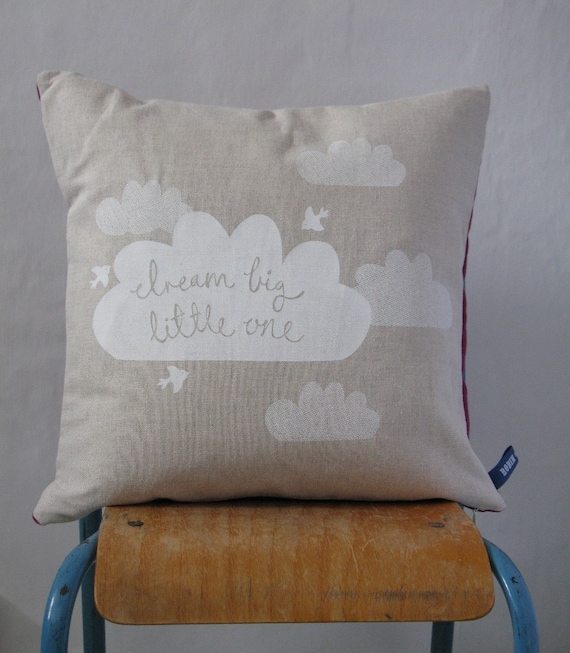 Hand Screen Printed Dream Big Cushion in White